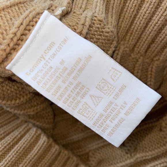 Tommy Hilfiger Cable Knit Sweater Cotton Preppy Acedemia Fisherman Camel Tan - Picture 4 of 8